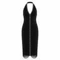 Black High-Neck Dress with Elegant Jewelry