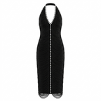 Black High-Neck Dress with Elegant Jewelry