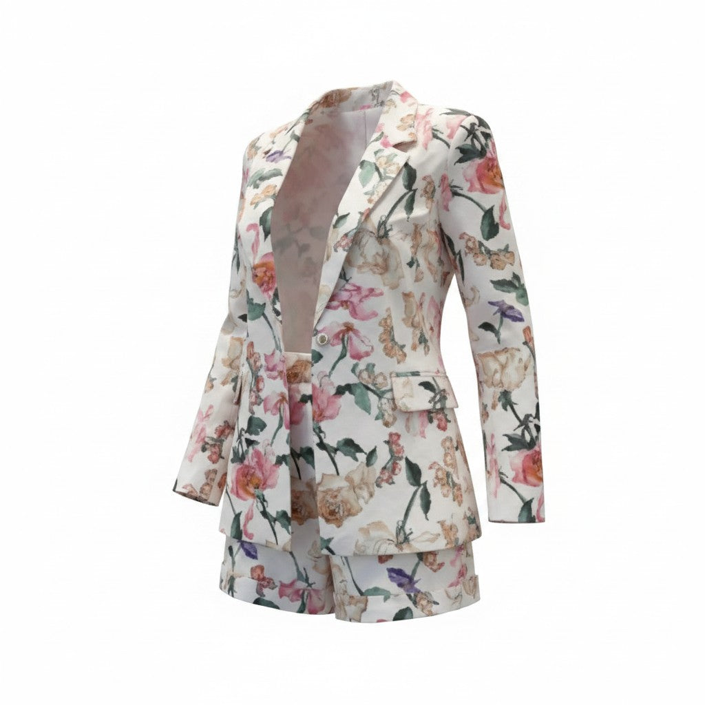 Floral blazer and shorts set