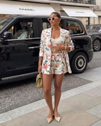 Floral blazer and shorts set