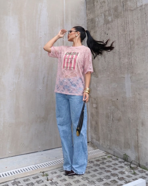 Amore Pink Lace Blouse