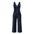 Braga Denim Blouse and Wide-Leg Pants Two-Piece Set