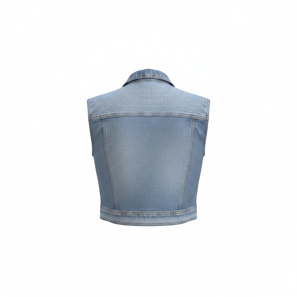 Short Sleeveless Denim Vest