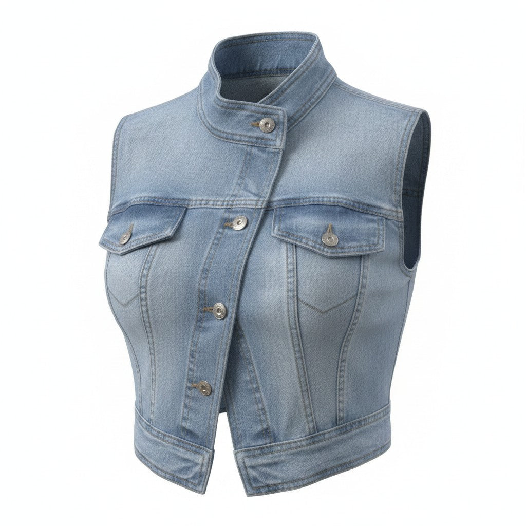 Short Sleeveless Denim Vest