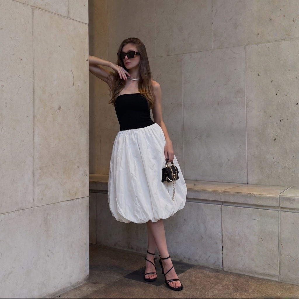 Vestido Blanco y Negro Coco Elegant