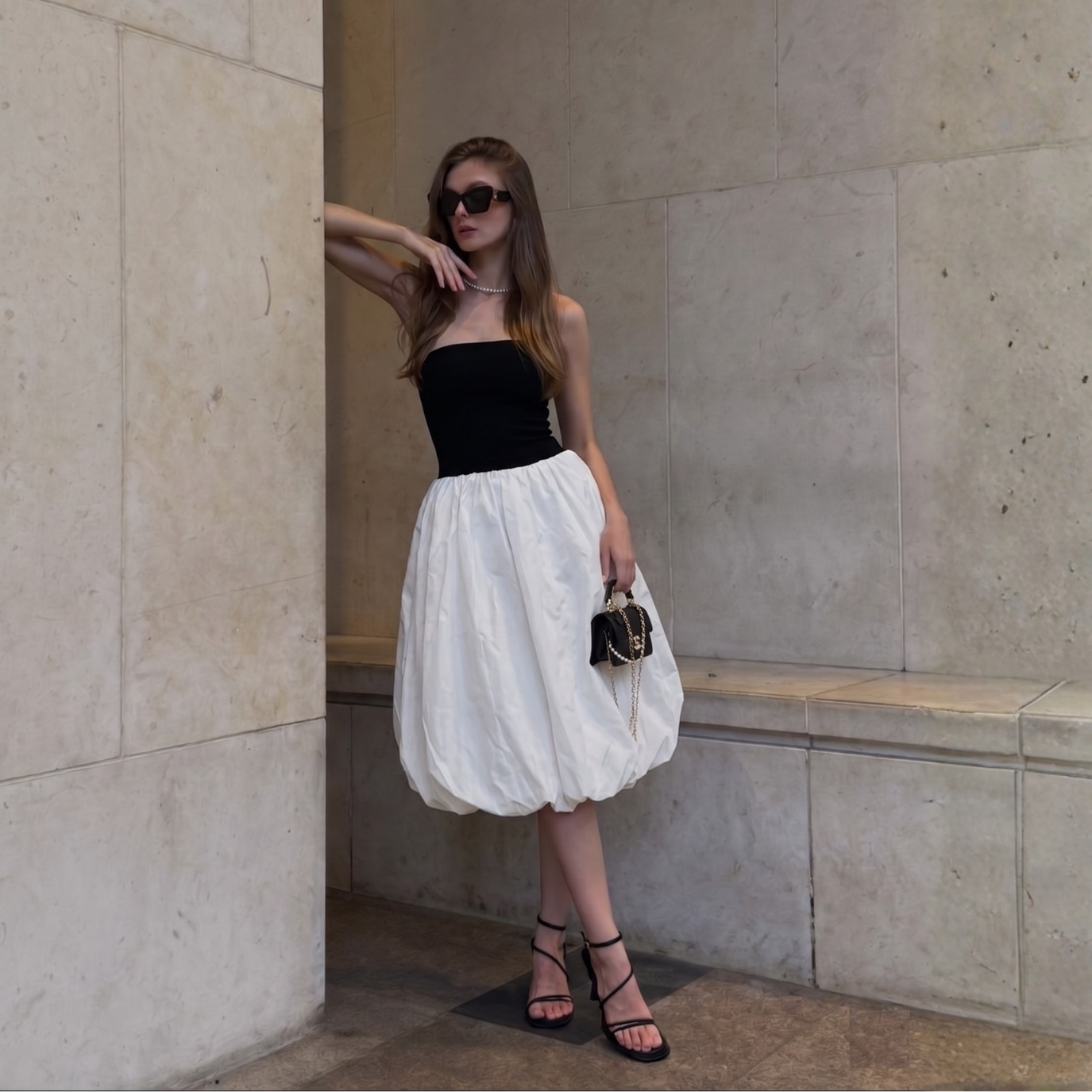 Coco Elegant Black and White Dress