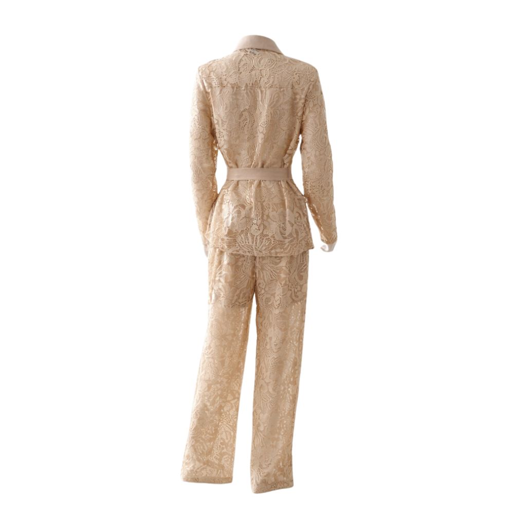 Sensual Floral Guipure Set Beige