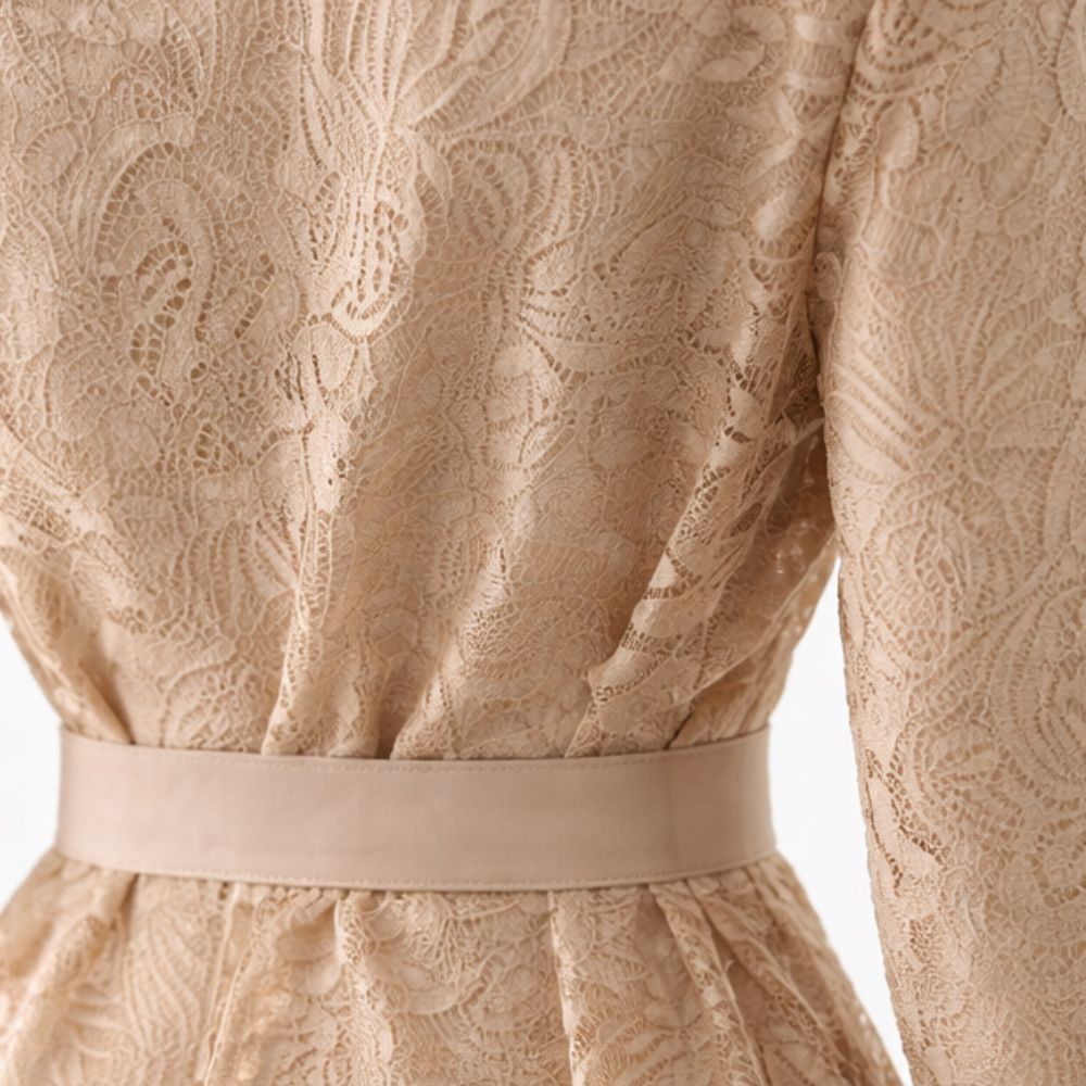 Sensual Floral Guipure Set Beige