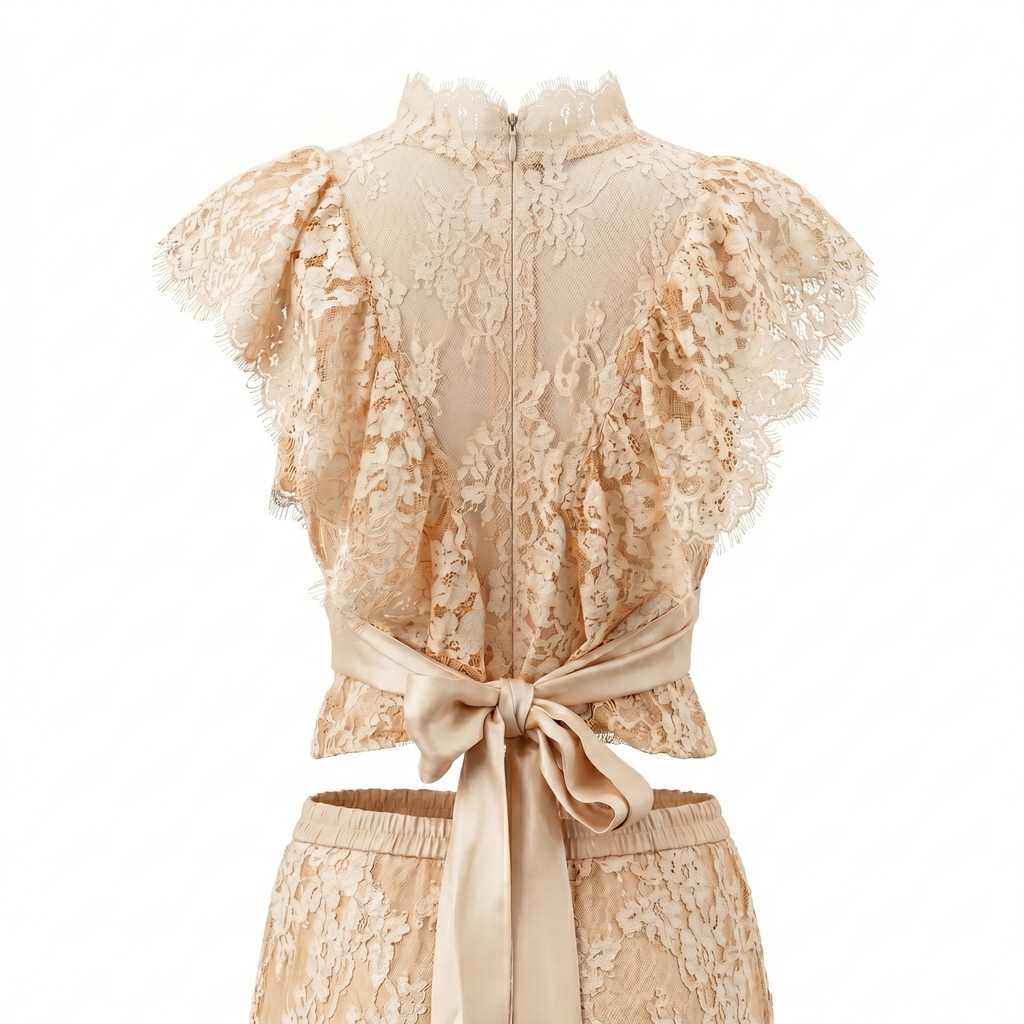 Two-Piece Set with Floral Embroidery