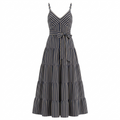 Long Blue and White Striped Dress