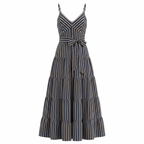 Long Blue and White Striped Dress
