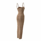Brown Casual Paris Long Dress