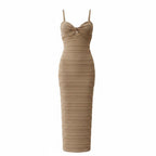 Brown Casual Paris Long Dress