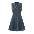 Iconic Pearl Denim Short Dress