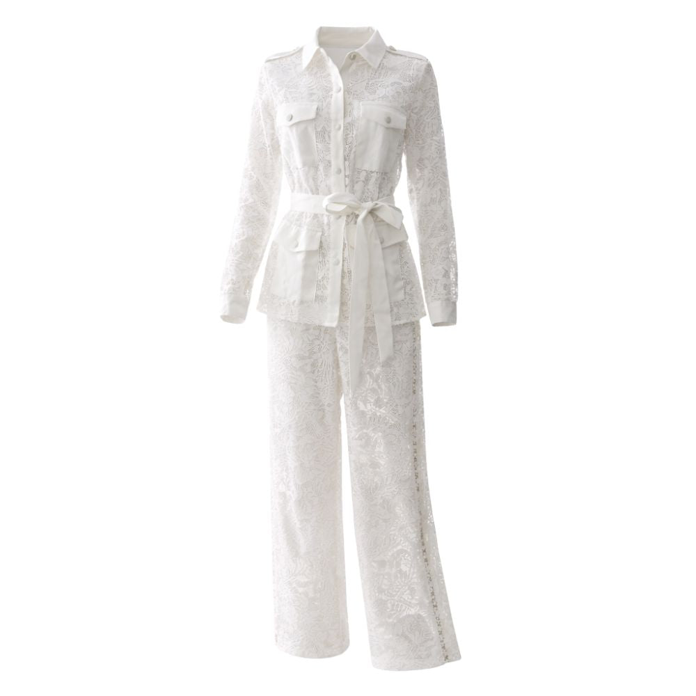 Sensual Floral Guipure Set White