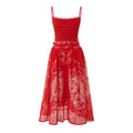 Red Lace Belted Dress