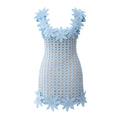 Azure Floral Embroidery Dress