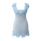 Azure Floral Embroidery Dress