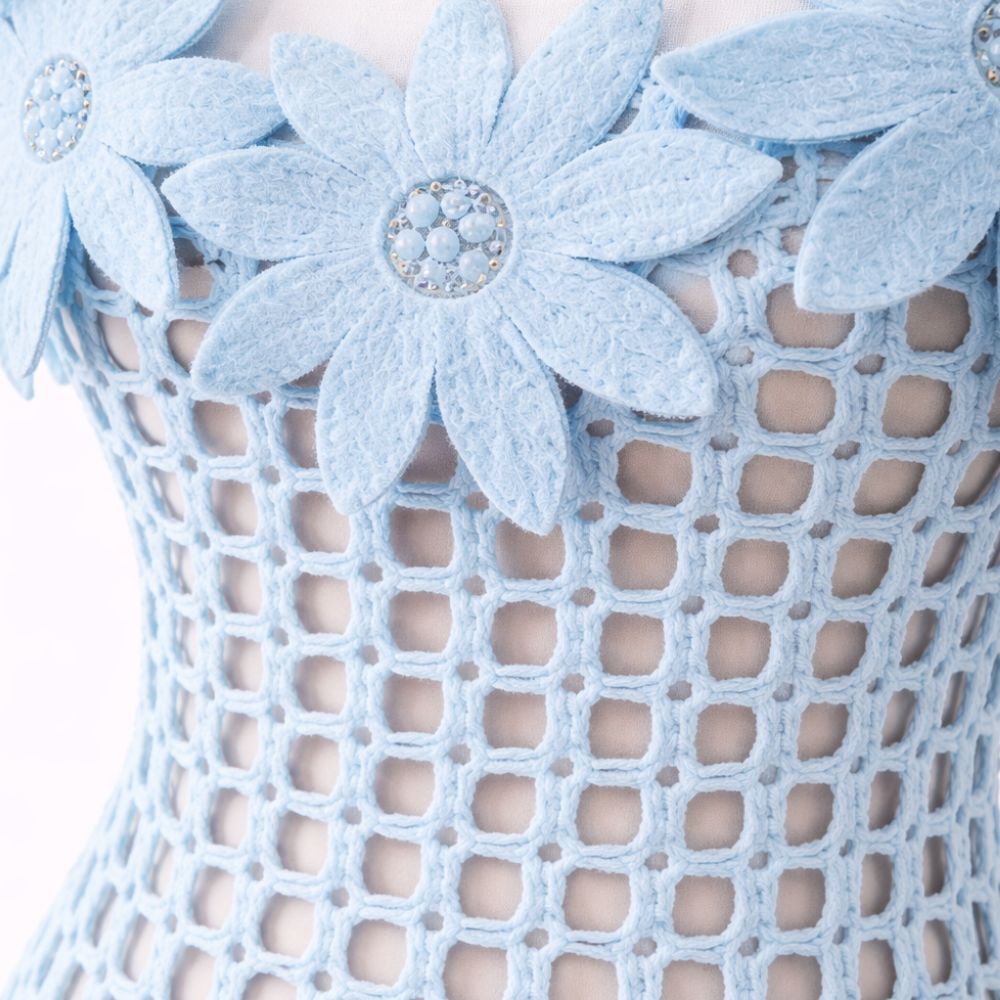 Azure Floral Embroidery Dress