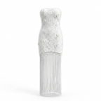 Elegant White Embroidered Strapless Dress