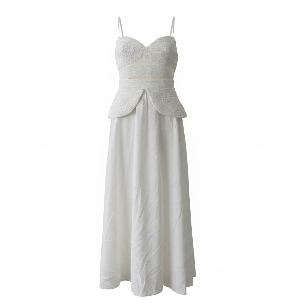 White Blouse and Long Skirt, Dress-style Ensemble with Parisian Embroidery