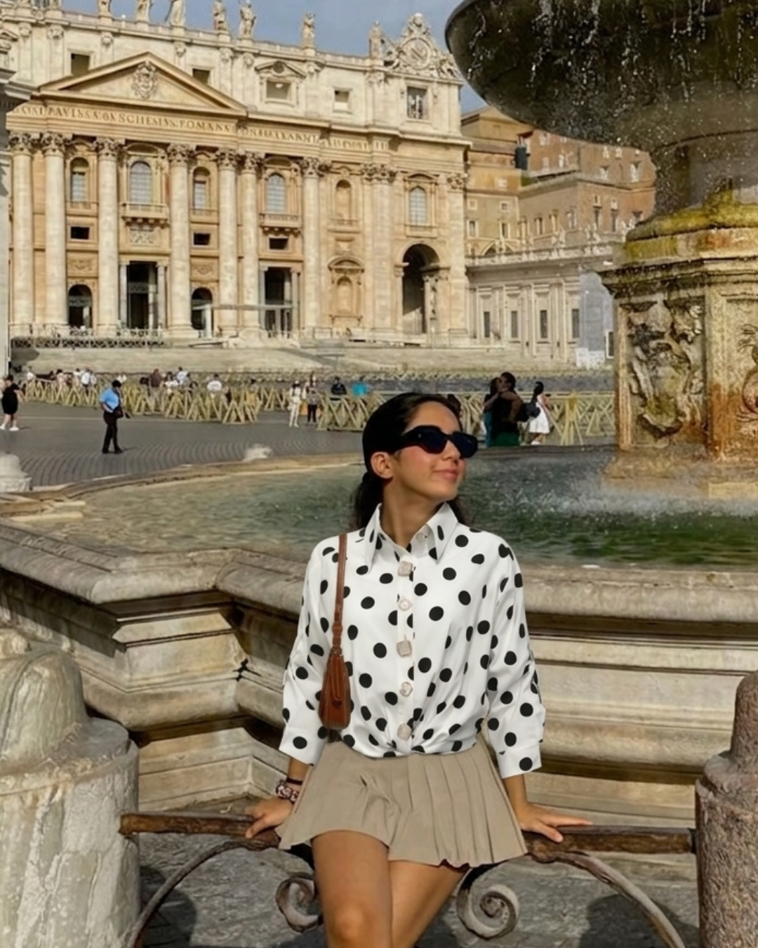 Pepas White and Black Blouse with Square Buttons