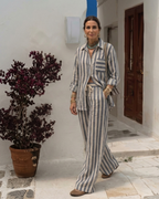 Stripes Camison and Long Linen Pants Set