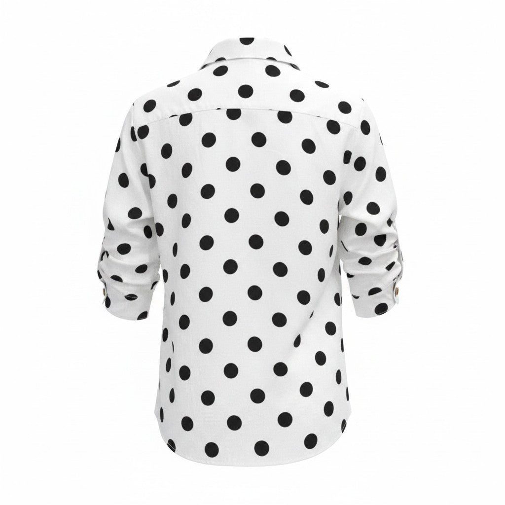 Pepas White and Black Blouse with Square Buttons
