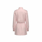 Pink Skirt and Jacket Outfit with High Neck