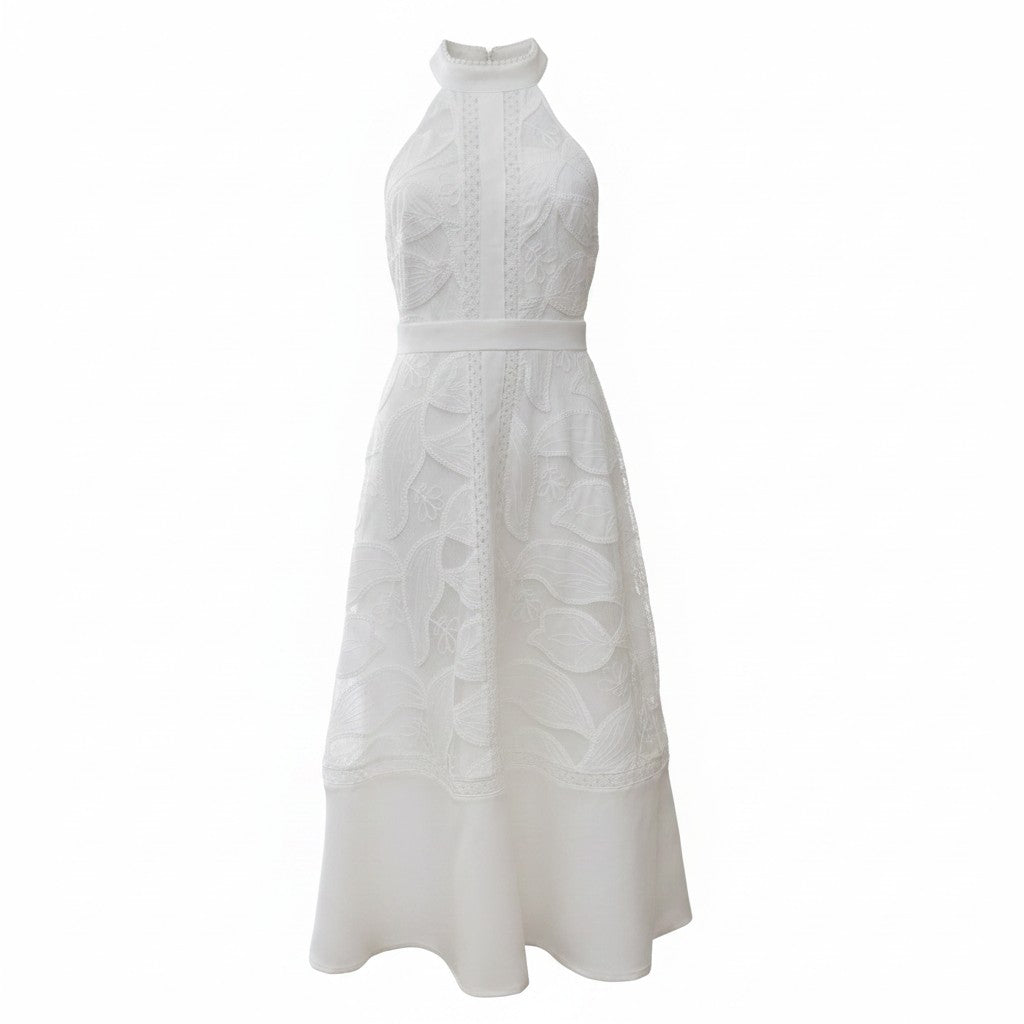 Casual White Dress with Elegant Embroidery