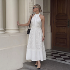 Casual White Dress with Elegant Embroidery