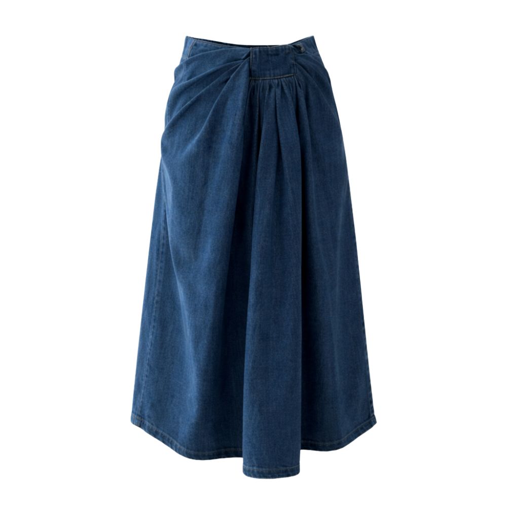Elegante falda larga Jean azul