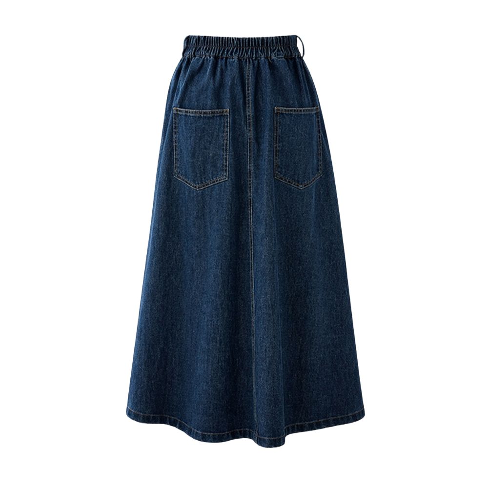 Elegant Long Blue Denim Skirt