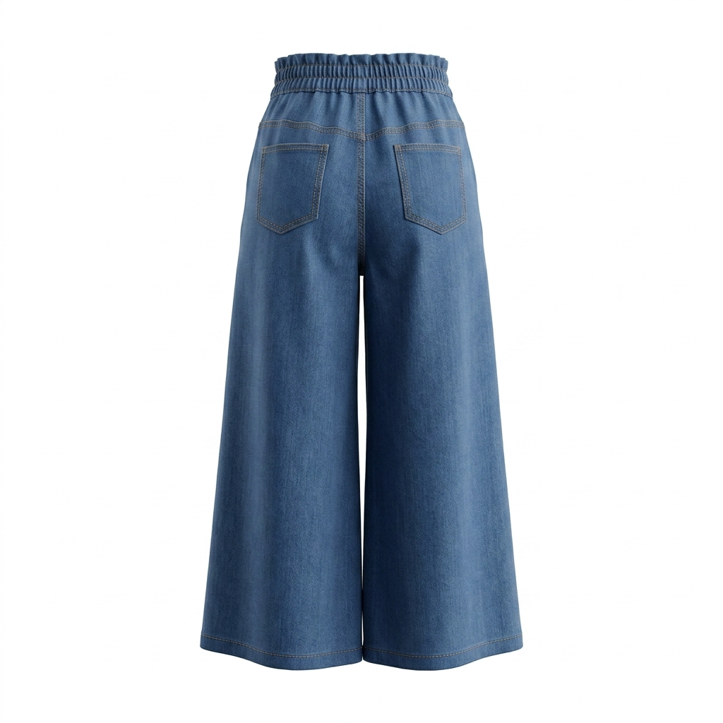 Denim Bell-Bottom Skirt-Style Long Pants