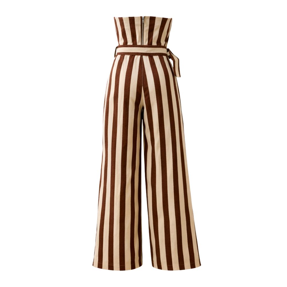 Modern Brown & Beige Striped Jumpsuit
