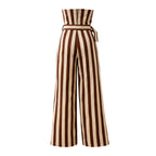 Modern Brown & Beige Striped Jumpsuit