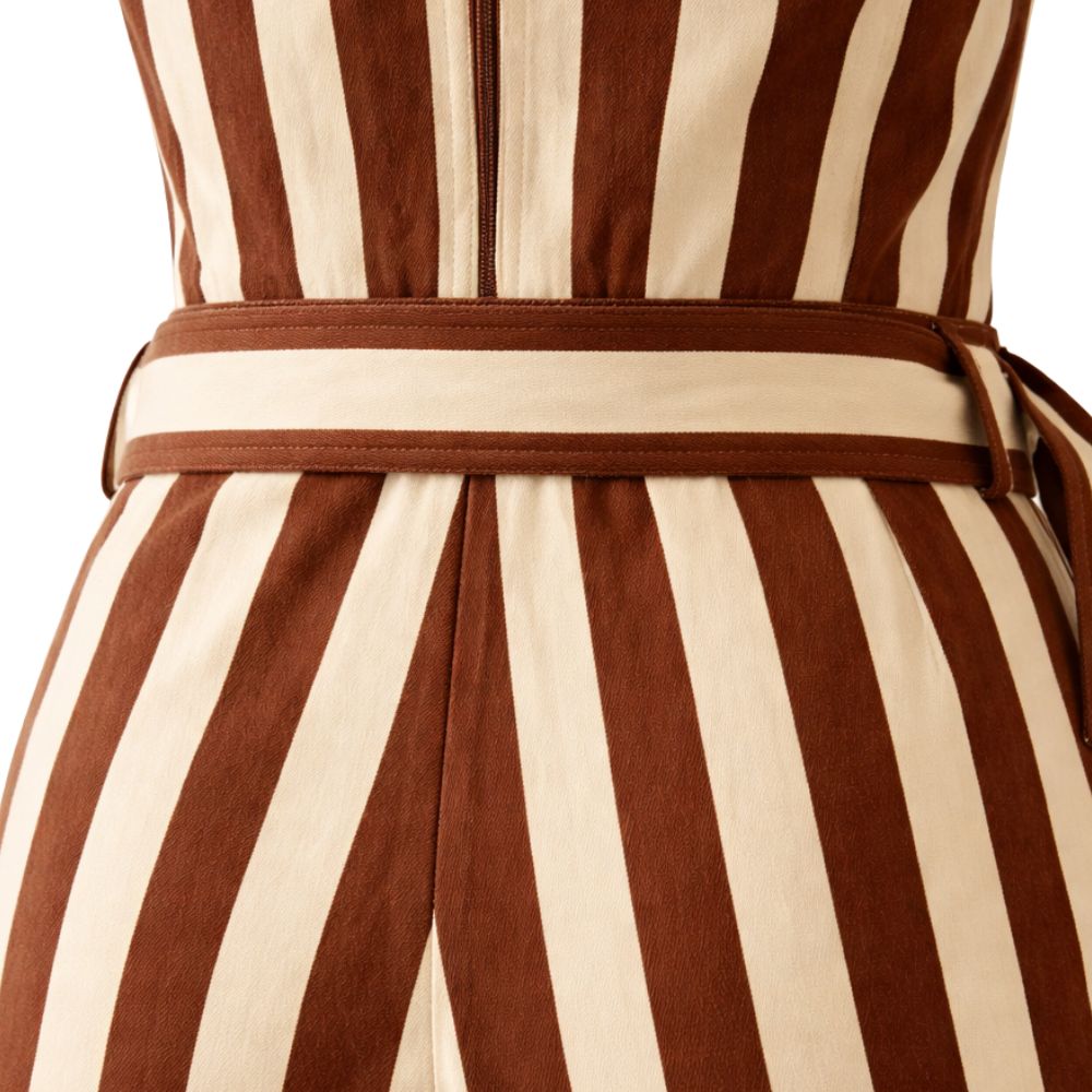 Modern Brown & Beige Striped Jumpsuit