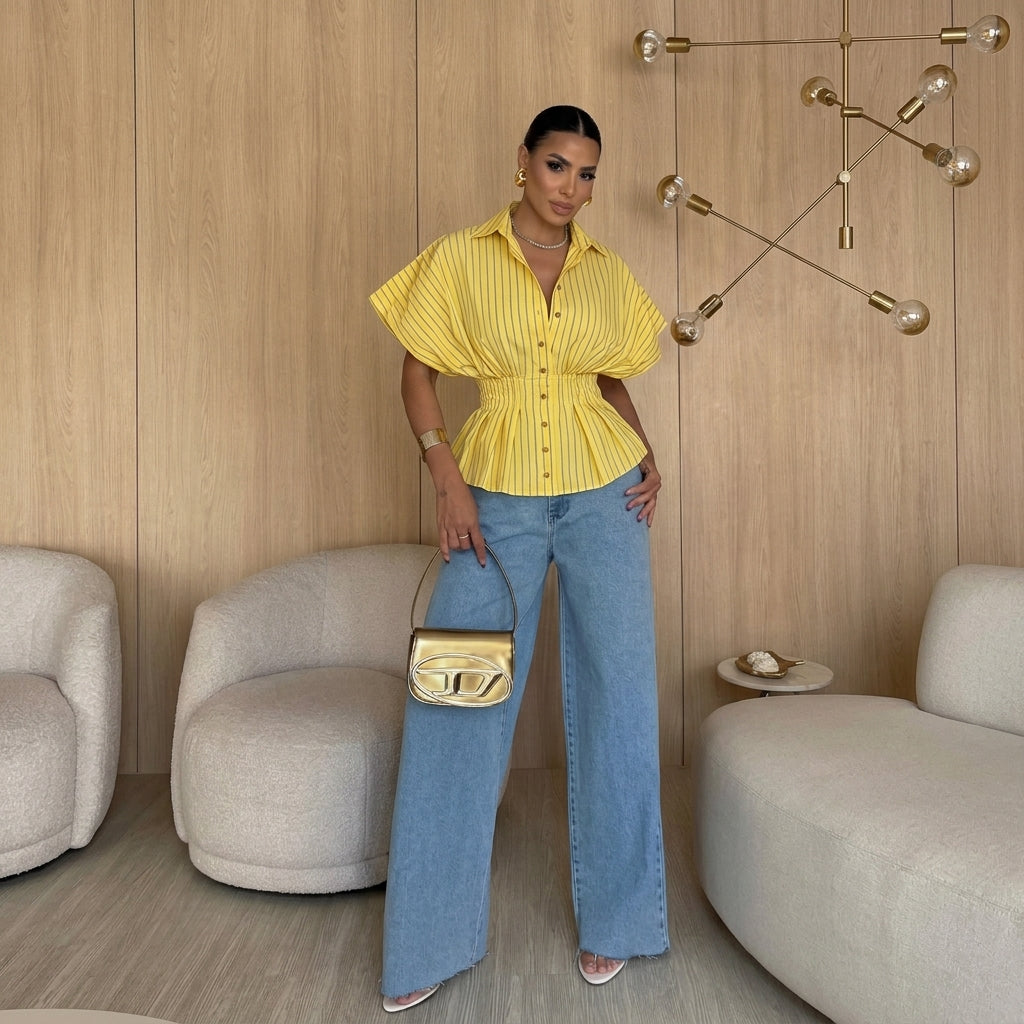 Radiant Yellow Striped Blouse