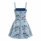 Short Embroidered Denim Dress with Jacket