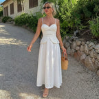 White Blouse and Long Skirt, Dress-style Ensemble with Parisian Embroidery