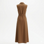 Brown Dress with White Floral Embroidery