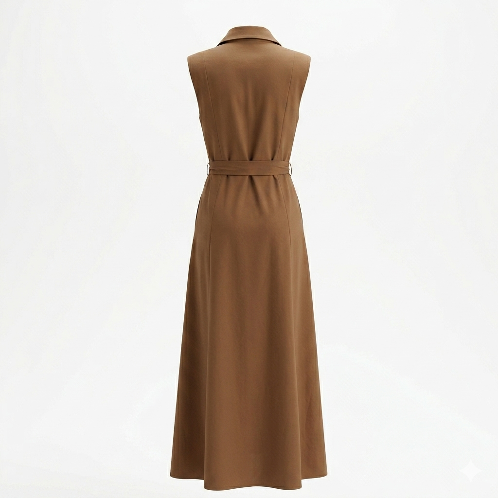 Brown Dress with White Floral Embroidery