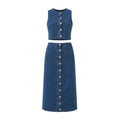 Blue Denim Long Skirt & Top Ensemble