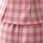 Pink Gingham Mini Skirt & Blouse Set
