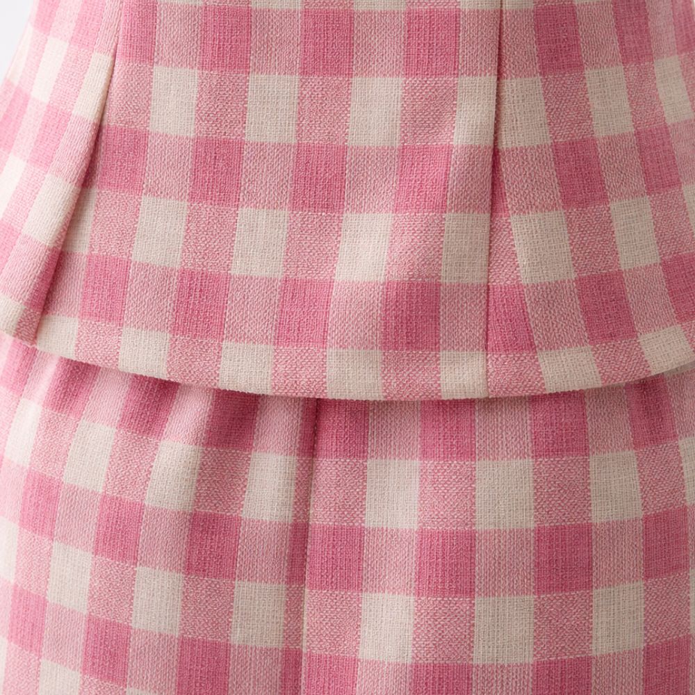 Pink Gingham Mini Skirt & Blouse Set