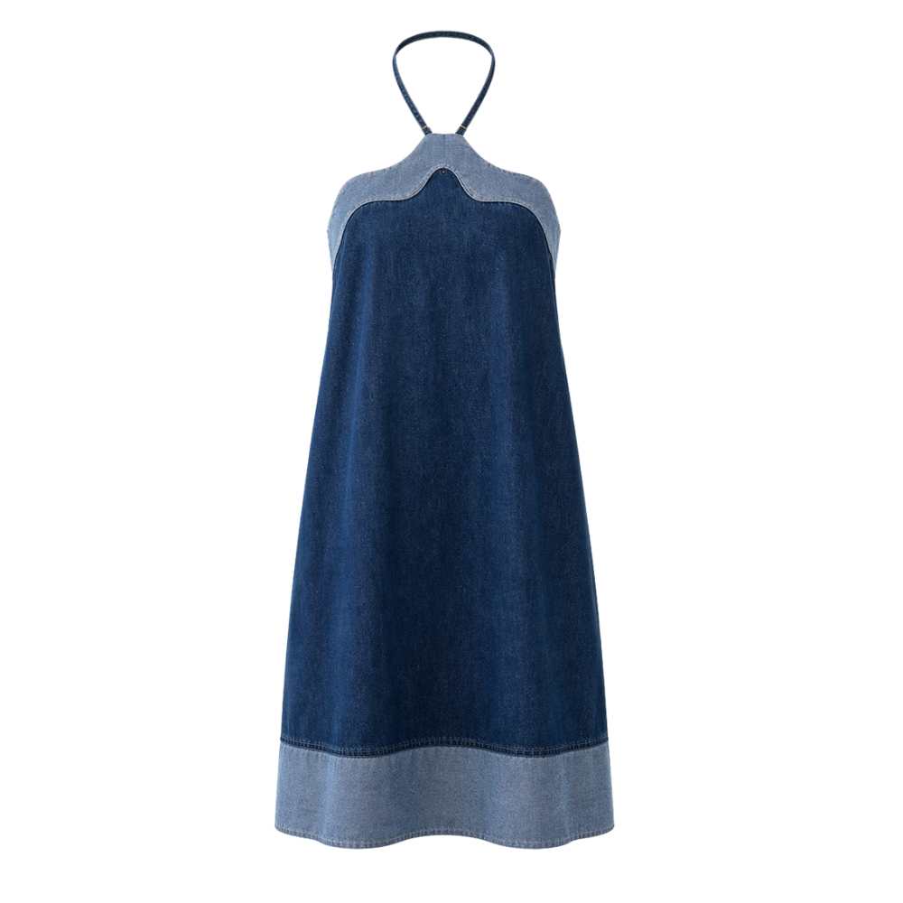 Blue Denim Semi-Strapless Dress