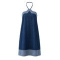 Blue Denim Semi-Strapless Dress