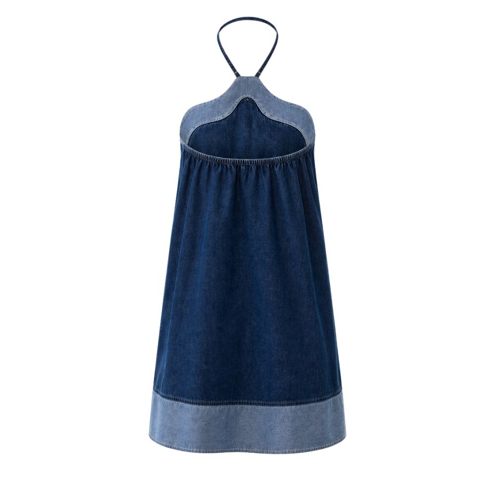 Blue Denim Semi-Strapless Dress