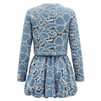 Short Embroidered Denim Dress with Jacket