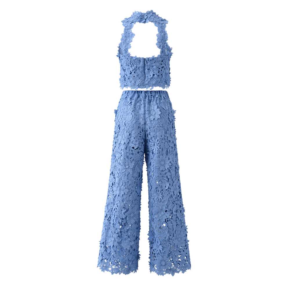 Blue Blossom Embroidered Set
